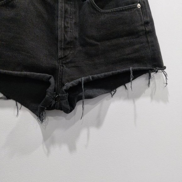 Agolde Parker Frayed Shorts in Tidal Black - Picture 3 of 6